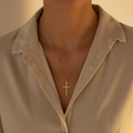 14K Gold Cross Necklace – Lifestyle Photo
