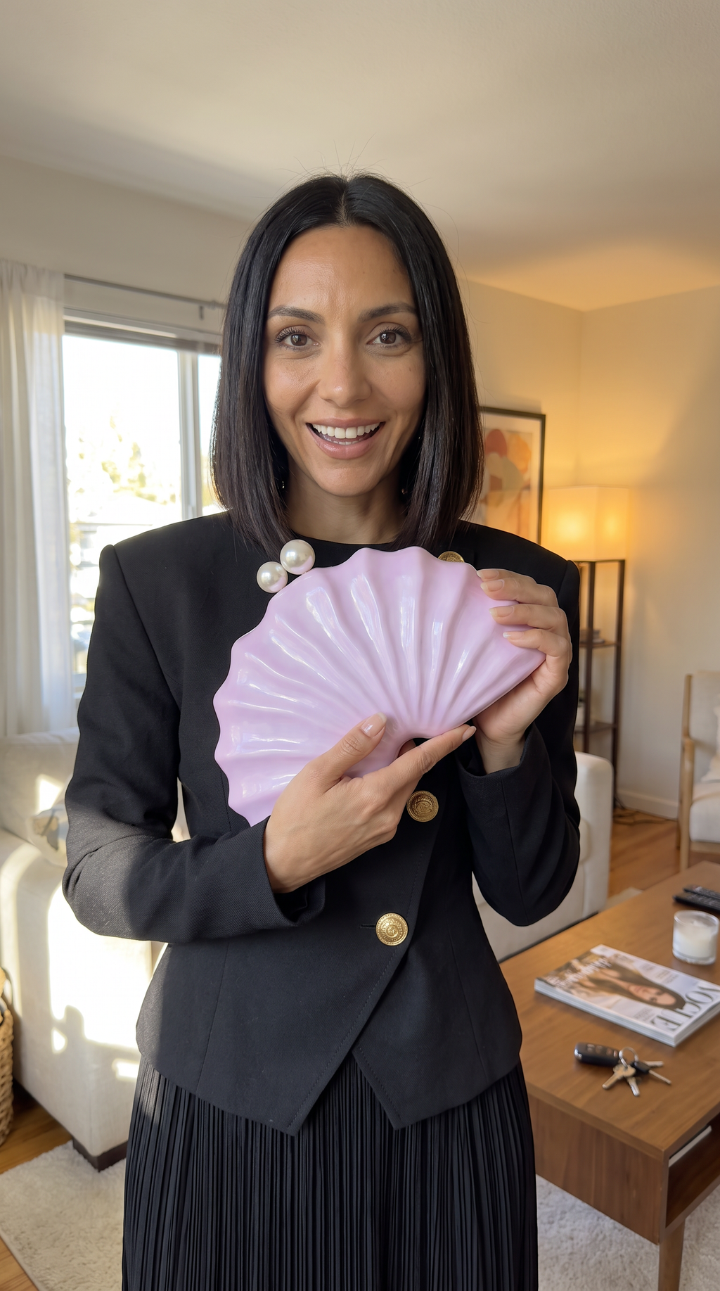 Pink Pearl Shell Clutch Bag